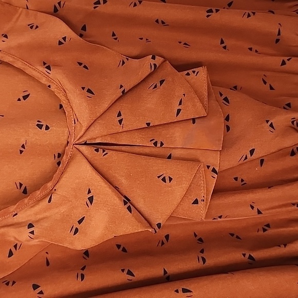 BLU pepper rust brown black faux wrap dress medium - Picture 3 of 8